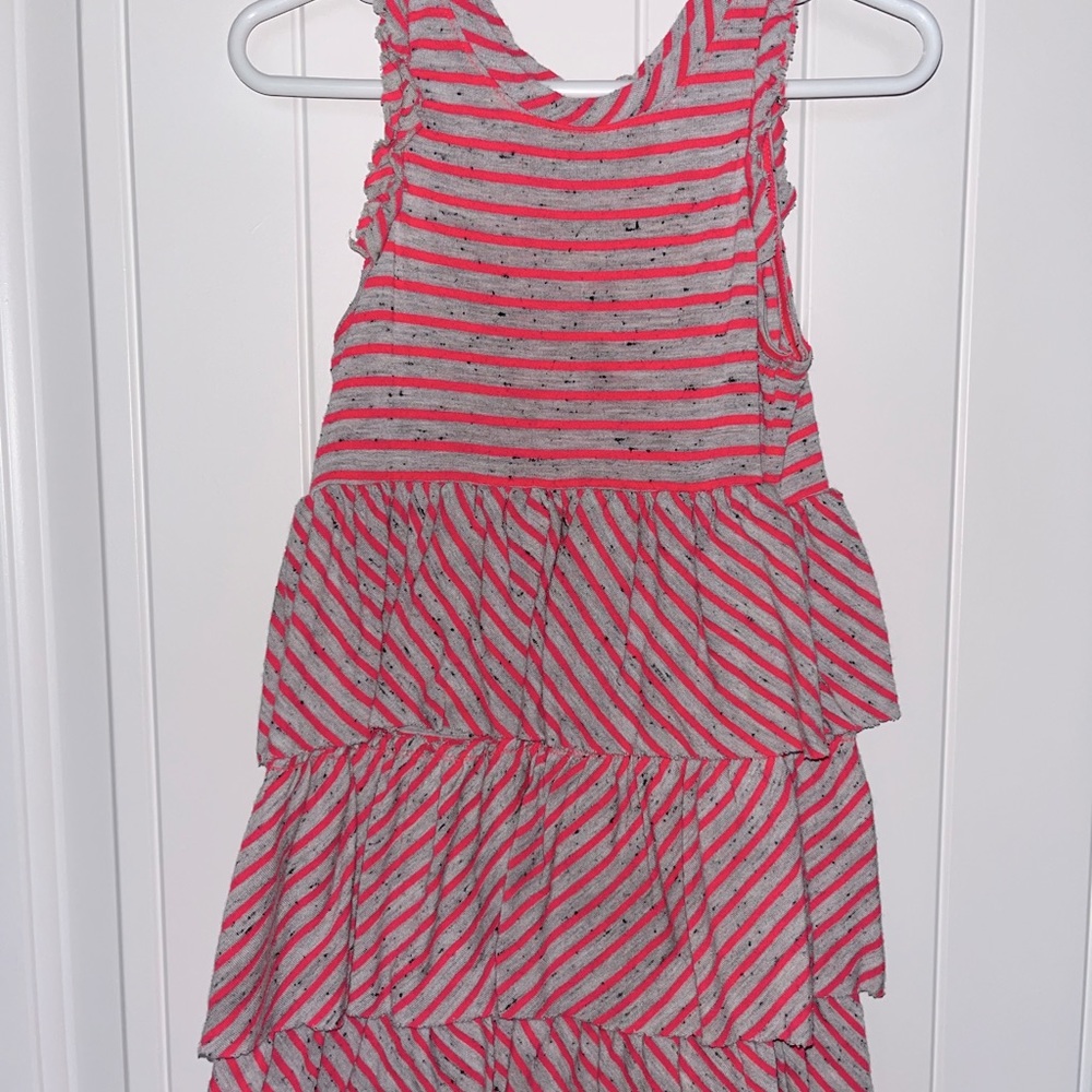 Cute, pink and gray ruffle dress